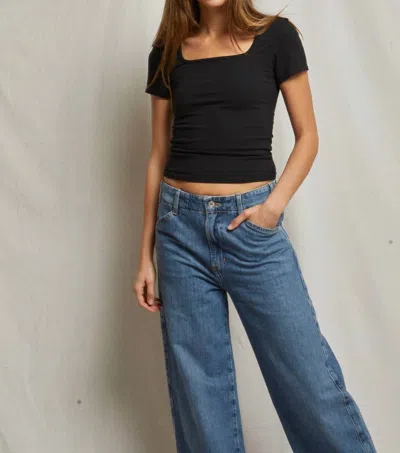 PERFECTWHITETEE RIKKI JERSEY SQUARE NECK TEE IN TRUE BLACK