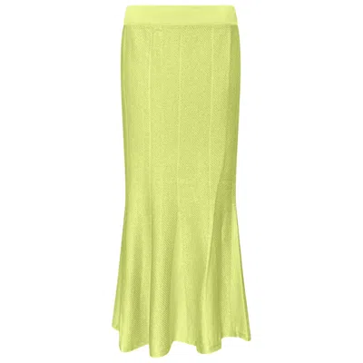 PERLAVERA WOMEN'S GREEN PONY APPLE KNITTED ELASTIC WAIST BAND SKIRT