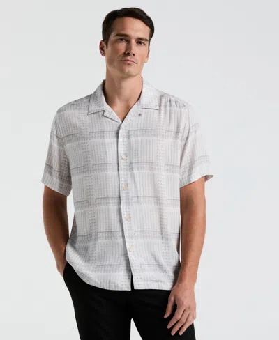 PERRY ELLIS MEN'S ECOVEROÂ¢ CAMP COLLAR TEXTURED PRINT SHIRT