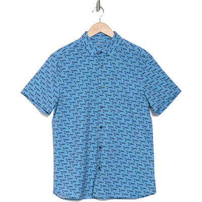 PERRY ELLIS PERRY ELLIS MOTIF SHORT SLEEVE BUTTON-UP SHIRT