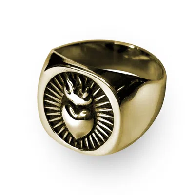 PERRY GARGANO THE SACRED HEART RING - GOLD VINTAGE - CHUNKY SIGNET - WATERPROOF - WOMENS