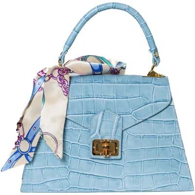 PERSAMAN NEW YORK PERSAMAN NEW YORK MARTA CROC EMBOSSED SATCHEL WITH SCARF