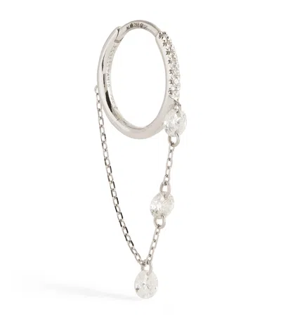 PERSÉE PERSÉE WHITE GOLD AND DIAMOND DROP HUGGIE SINGLE EARRING