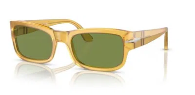 PERSOL PERSOL 0PO3326S 204/4E MIELE/GREEN RECTANGULAR 57MM MEN'S SUNGLASSES