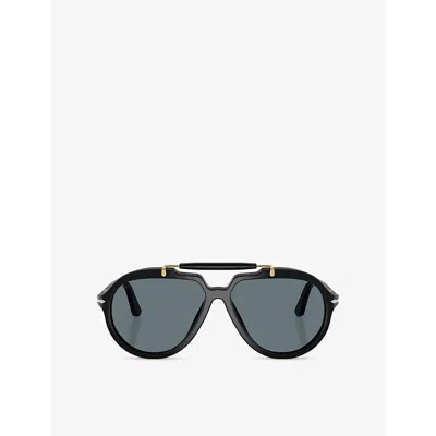 PERSOL WOMENS BLACK PO0202S SENNA PILOT-FRAME POLARISED ACETATE SUNGLASSES