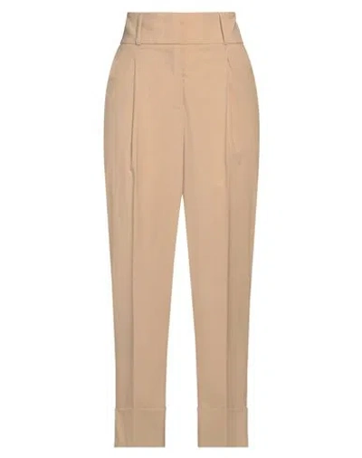 PESERICO PESERICO WOMAN PANTS SAND SIZE 4 POLYESTER, VISCOSE, ELASTANE