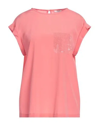 PESERICO PESERICO WOMAN TOP SALMON PINK SIZE 8 SILK, ELASTANE