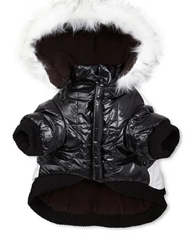 PET LIFE PET LIFE FASHION STRIPED ULTRA PLUSH PET PARKA COA