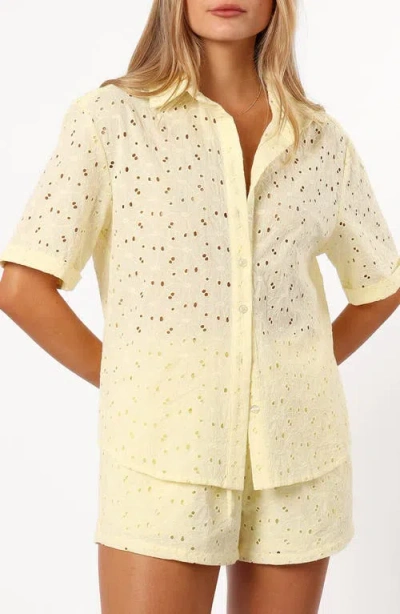 PETAL AND PUP PETAL & PUP DAZIE EYELET SHORT SLEEVE BUTTON-UP SHIRT
