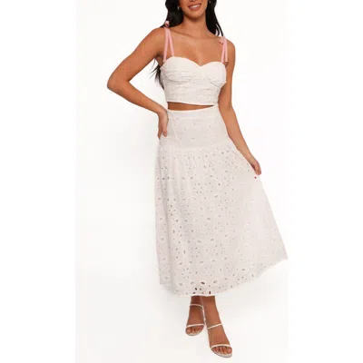 PETAL AND PUP PETAL & PUP KARA EYELET COTTON BUSTIER CROP TOP & MAXI SKIRT SET