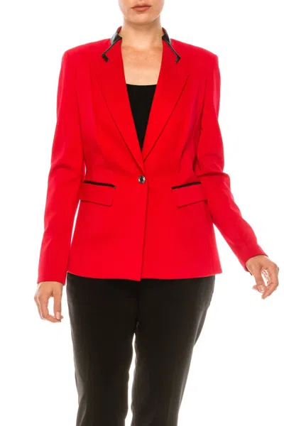 PETER NYGARD LONG SLEEVE BUTTON FRONT BLAZER IN RED