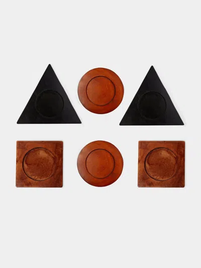 PETER SPELIOPOULOS PROJECTS HAND-STAINED LEATHER COASTERS (SET OF 6)
