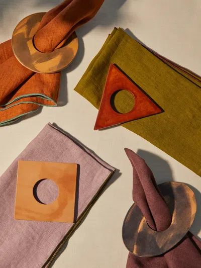 PETER SPELIOPOULOS PROJECTS HAND-STAINED LEATHER NAPKIN RINGS (SET OF 4)