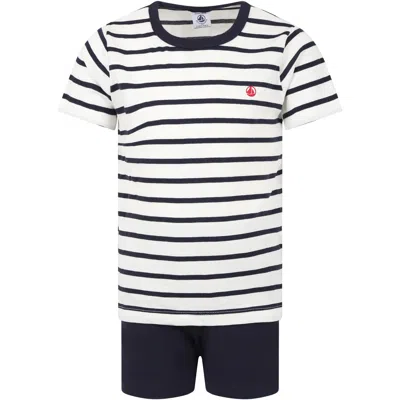 PETIT BATEAU MULTICOLOR PAJAMAS FOR BOY WITH LOGO PRINT