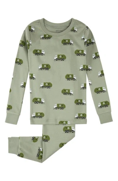 PETIT LEM PETIT LEM KIDS' RECYCLING TRUCK PRINT FITTED TWO-PIECE PAJAMAS
