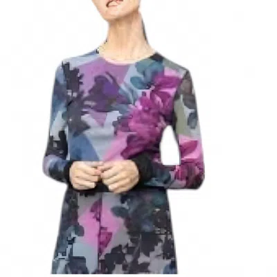 PETIT POIS BY VIVIANA G LONG SLEEVE FLOWER DESIGN TOP IN PURPLE MULTI