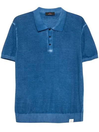 PEUTEREY PEUTEREY SKY BLUE COTTON POLO WITH BUTTON PLACKET