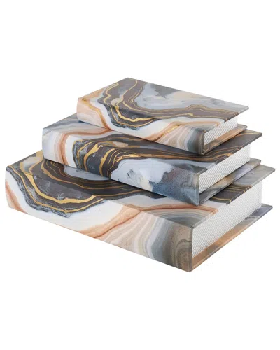 PEYTON LANE PEYTON LANE SET OF 3 GEODE FAUX BOOK DECORATIVE BOXES