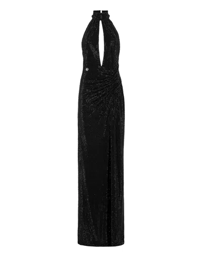PHILIPP PLEIN BACKLESS LONG EVENING DRESS MIX STRASS