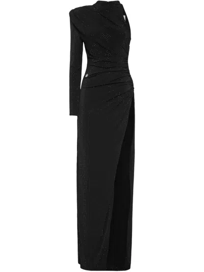 PHILIPP PLEIN CRYSTAL-EMBELLISHED ONE-SHOULDER MAXI DRESS