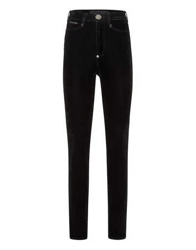 PHILIPP PLEIN CRYSTAL SKULL DENIM SUPER HIGH WAIST JEGGING