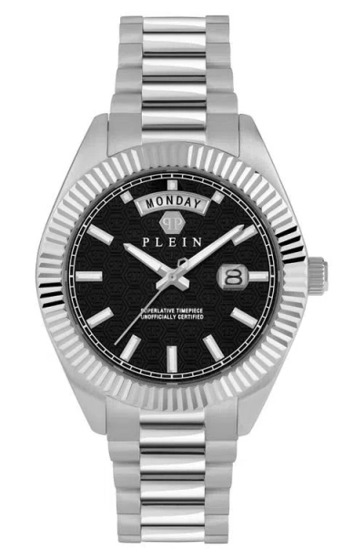 PHILIPP PLEIN PHILIPP PLEIN DATE SUPERLATIVE BLACK BRACELET WATCH, 42MM