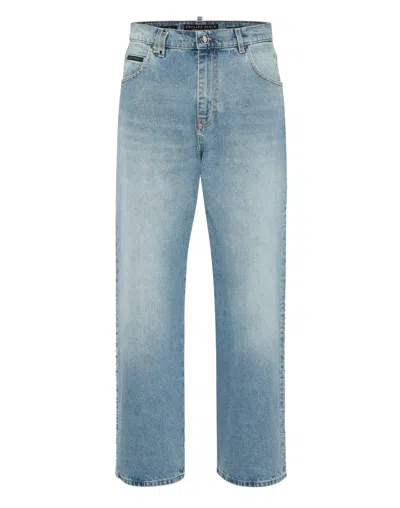 PHILIPP PLEIN DENIM BEACH BOY FIT TROUSERS STUDS