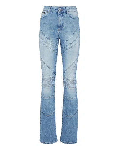 PHILIPP PLEIN DENIM FLARE TROUSERS RACING