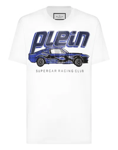 PHILIPP PLEIN JERSEY T-SHIRT ROUND NECK SS CARS RACING