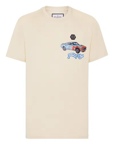 PHILIPP PLEIN JERSEY T-SHIRT ROUND NECK SS CARS RACING