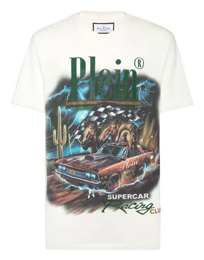 PHILIPP PLEIN JERSEY T-SHIRT ROUND NECK SS RACING CLUB