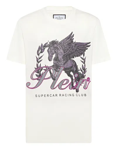PHILIPP PLEIN JERSEY T-SHIRT ROUND NECK SS RACING CLUB