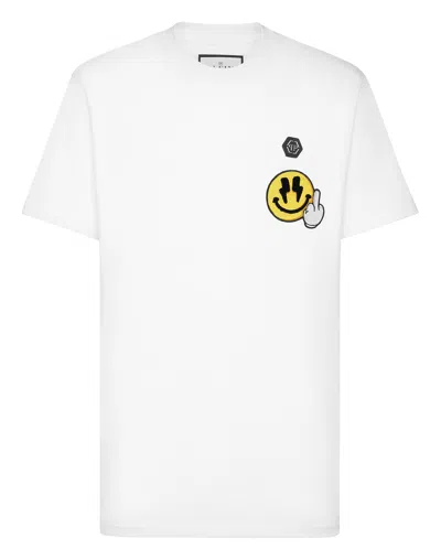 PHILIPP PLEIN JERSEY T-SHIRT ROUND NECK SS SMILE