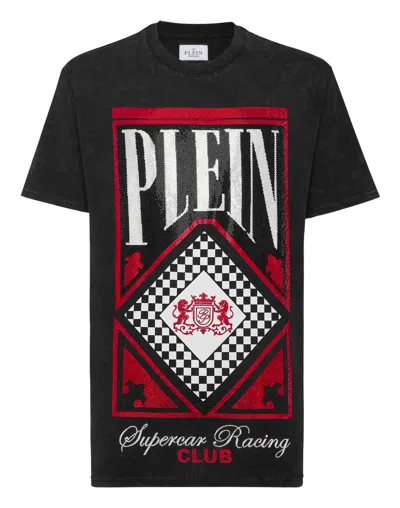 PHILIPP PLEIN JERSEY T-SHIRT ROUND NECK SS STONES RACING CLUB
