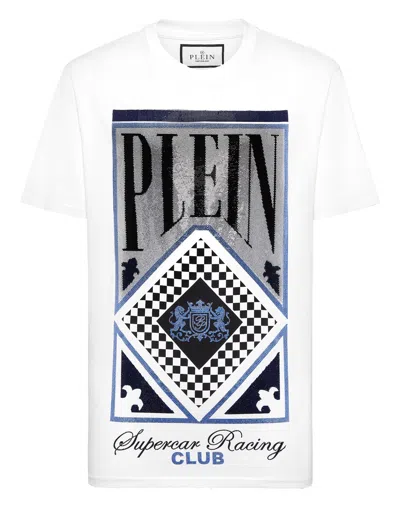 PHILIPP PLEIN JERSEY T-SHIRT ROUND NECK SS STONES RACING CLUB