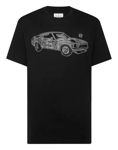 PHILIPP PLEIN JERSEY T-SHIRT ROUND NECK SS STRASS CARS RACING