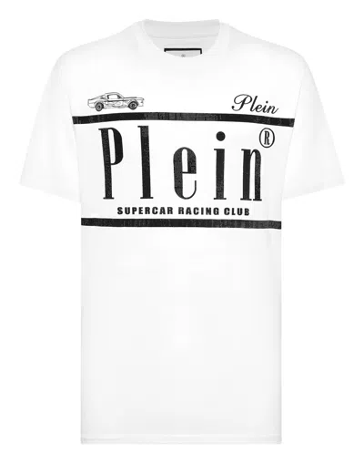 PHILIPP PLEIN JERSEY T-SHIRT ROUND NECK SS STRASS RACING CLUB