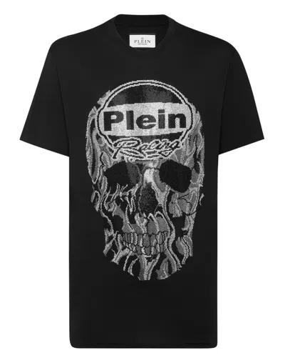 PHILIPP PLEIN JERSEY T-SHIRT ROUND NECK SS STRASS SKULL