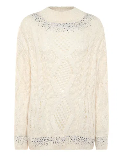 PHILIPP PLEIN KNITTED PULLOVER ROUND NECK LONG-SLEEVE STRASS