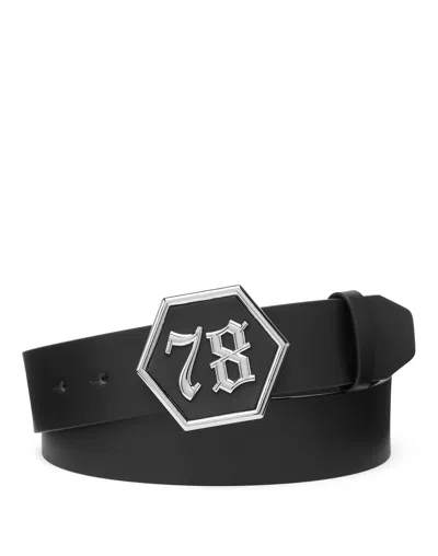 PHILIPP PLEIN LEATHER BELT GOTHIC PLEIN