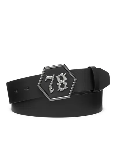 PHILIPP PLEIN LEATHER BELT GOTHIC PLEIN