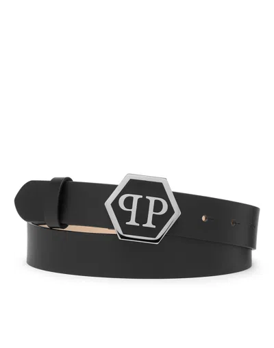 PHILIPP PLEIN LEATHER BELT HEXAGON