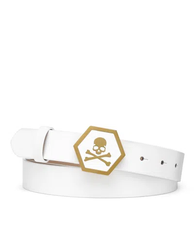 PHILIPP PLEIN LEATHER BELT SKULL