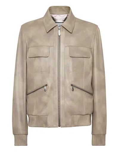 PHILIPP PLEIN LEATHER COSTER BOMBER JACKET LS