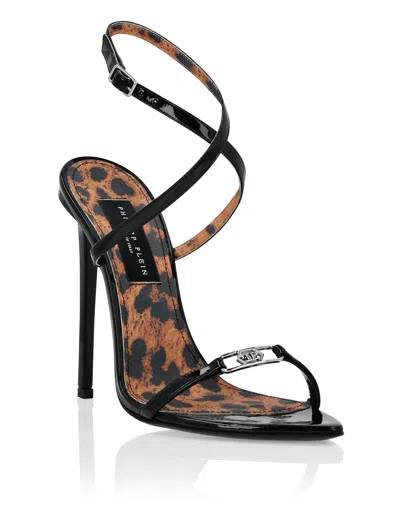 PHILIPP PLEIN LEATHER SANDALS HIGH HEELS