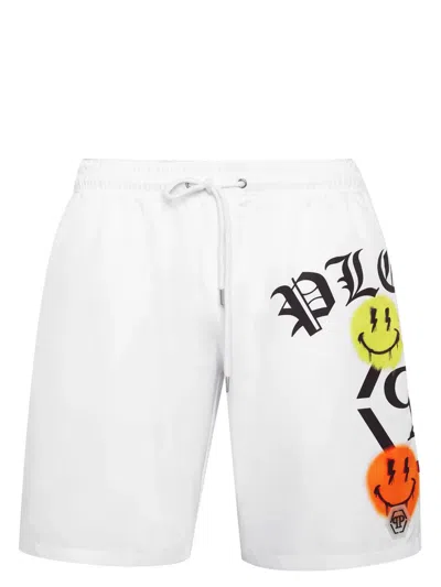 PHILIPP PLEIN LOGO-PRINT SWIM SHORTS