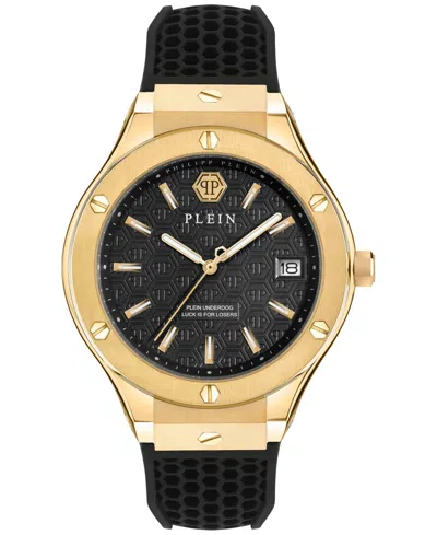 PHILIPP PLEIN MEN'S UNDERDOG BLACK SILICONE STRAP WATCH 44MM