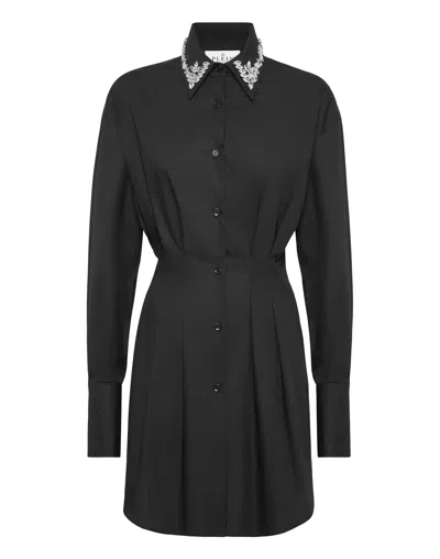 PHILIPP PLEIN MINI SHIRT DRESS LS STRASS
