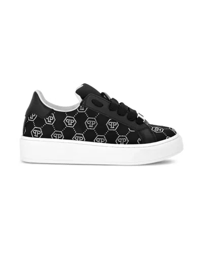 PHILIPP PLEIN MONOGRAM-EMBELLISHED SNEAKERS