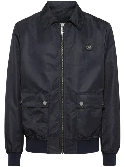 PHILIPP PLEIN MONOGRAM-JACQUARD BOMBER JACKET